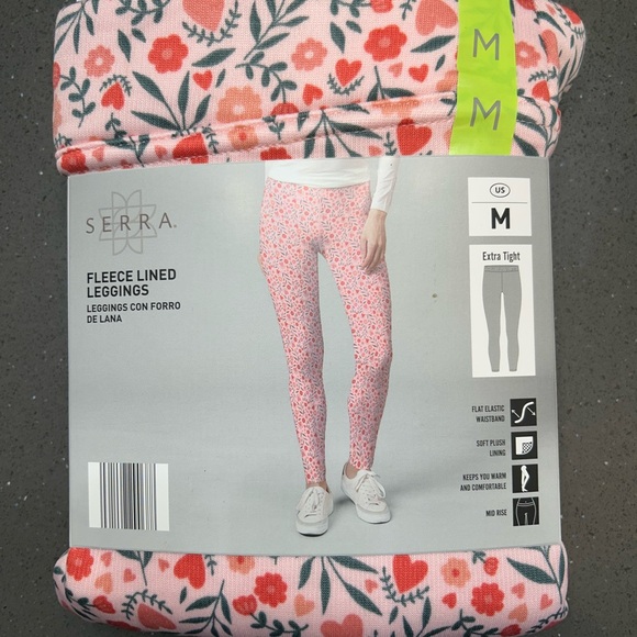 Serra Pink Floral Fleece Lined Leggings, size S and M - Picture 5 of 7